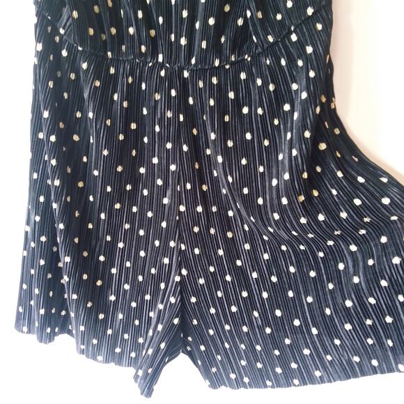 Topshop Size 4 Playsuit Jumpsuit Romper Shorts Plisse Polka Dot Black Spaghetti - Picture 5 of 8